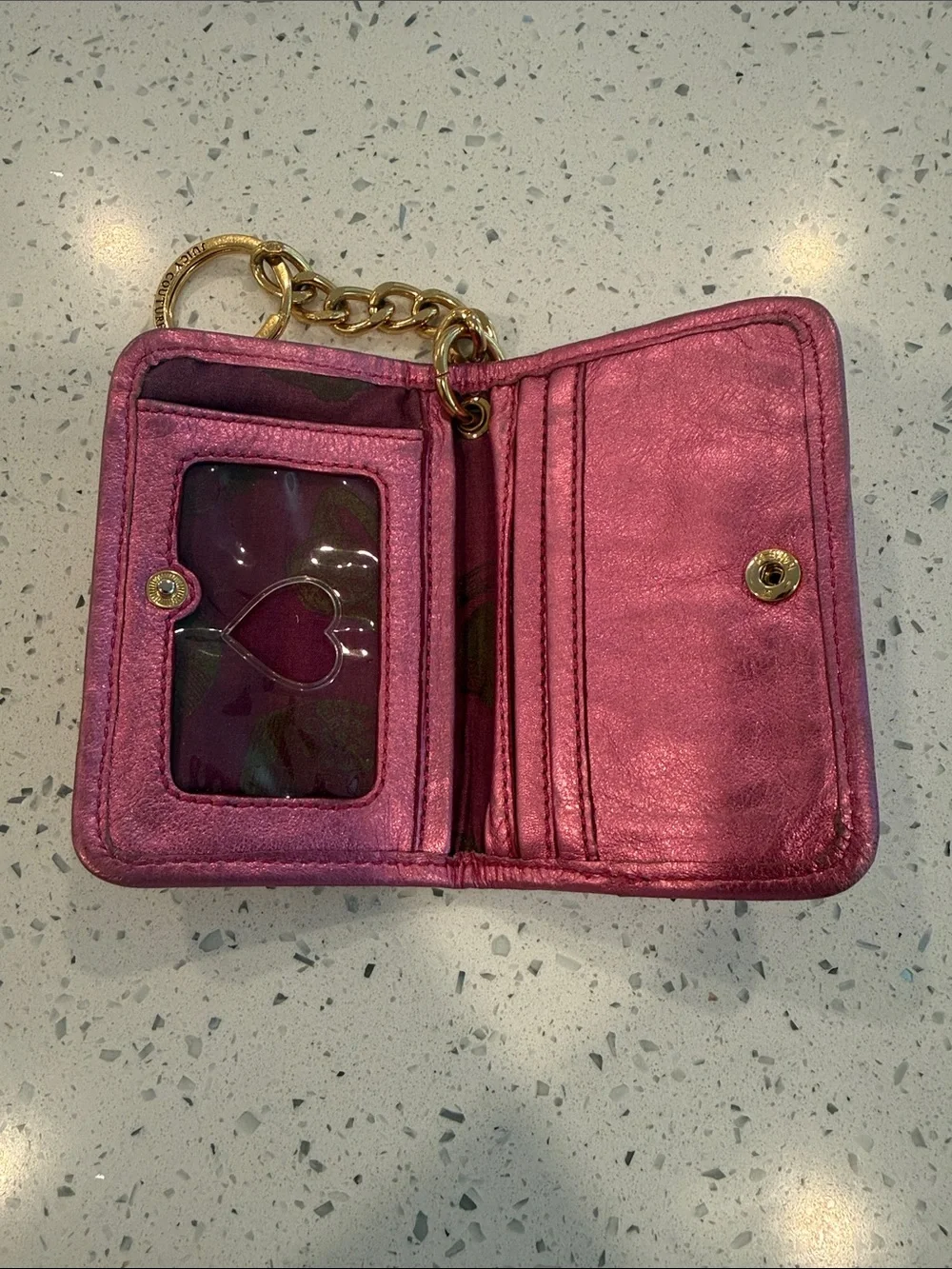 Vintage Juicy Couture Metallic Pink Glitter Card Holder Keychain